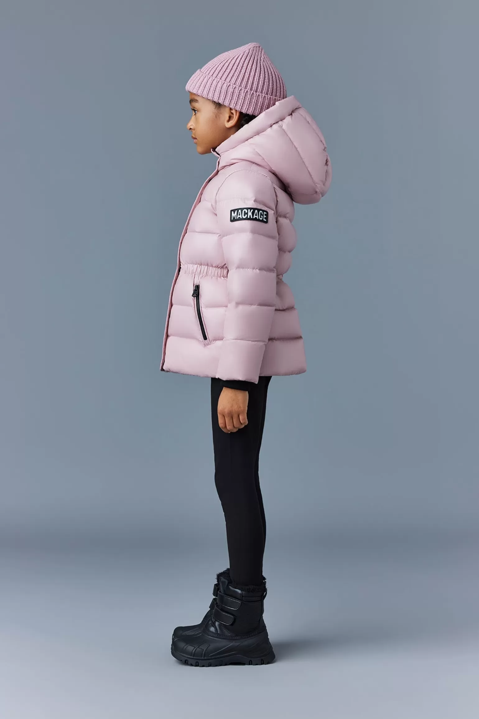 Mackage ALANNIS Lustrous Medium down parka with hood for kids (8-14 years) Rose Outlet