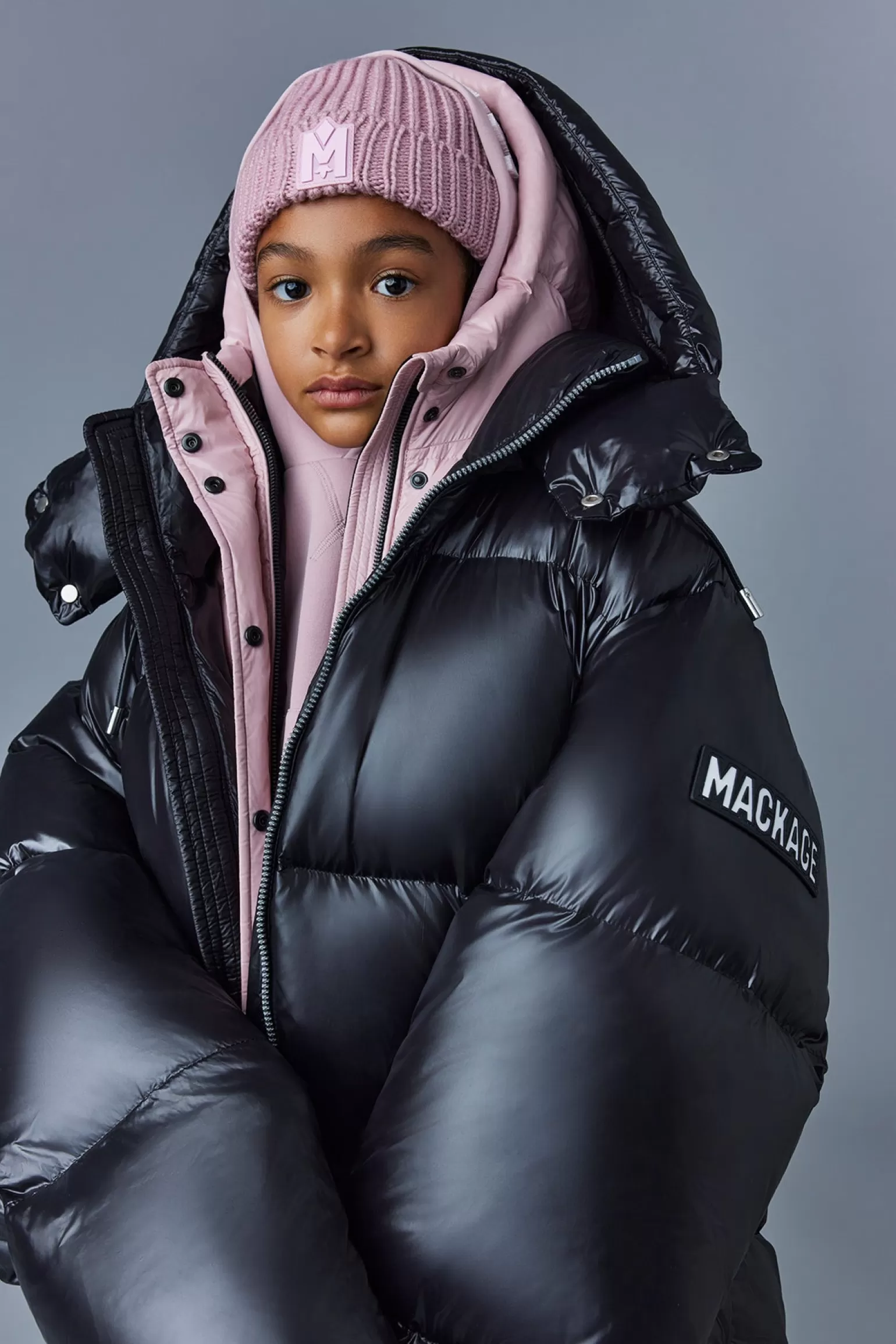 Mackage ALANNIS-T Lustrous Medium down parka with hood for toddlers (2-6 years) Rose Cheap