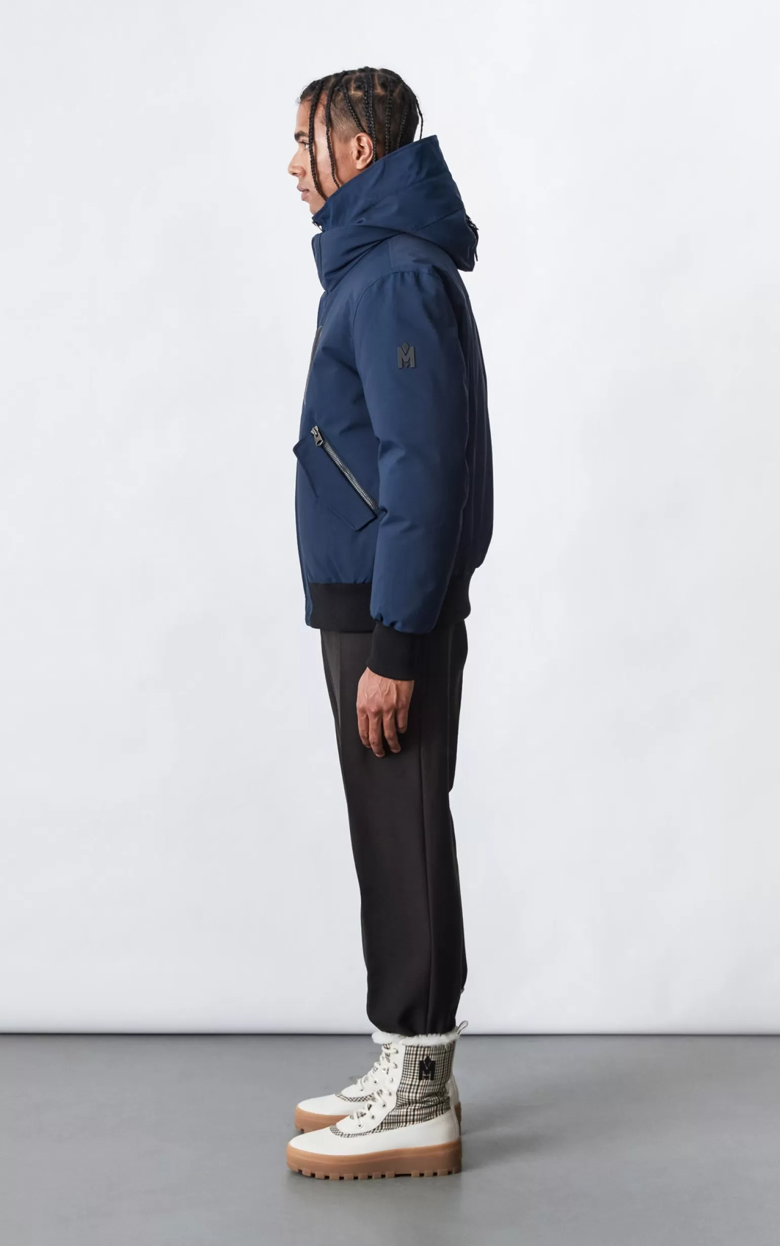 Mackage DIXON 2-In-1 down bomber jacket with hooded bib for men Navy Discount