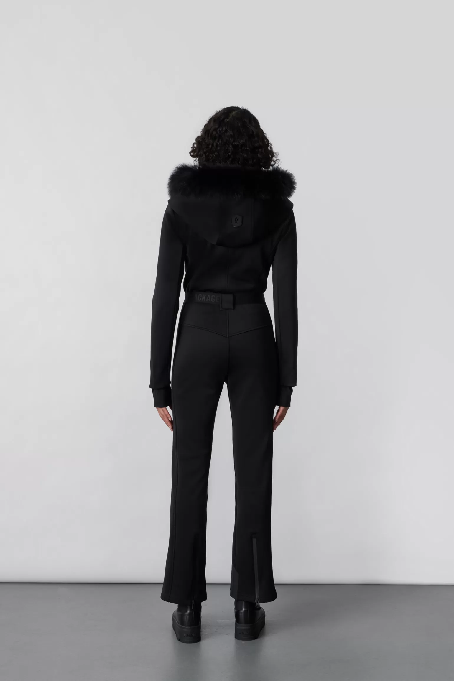 Mackage ELLE-Z Techno fleece ski suit with removable hood and fur trim Black Shop