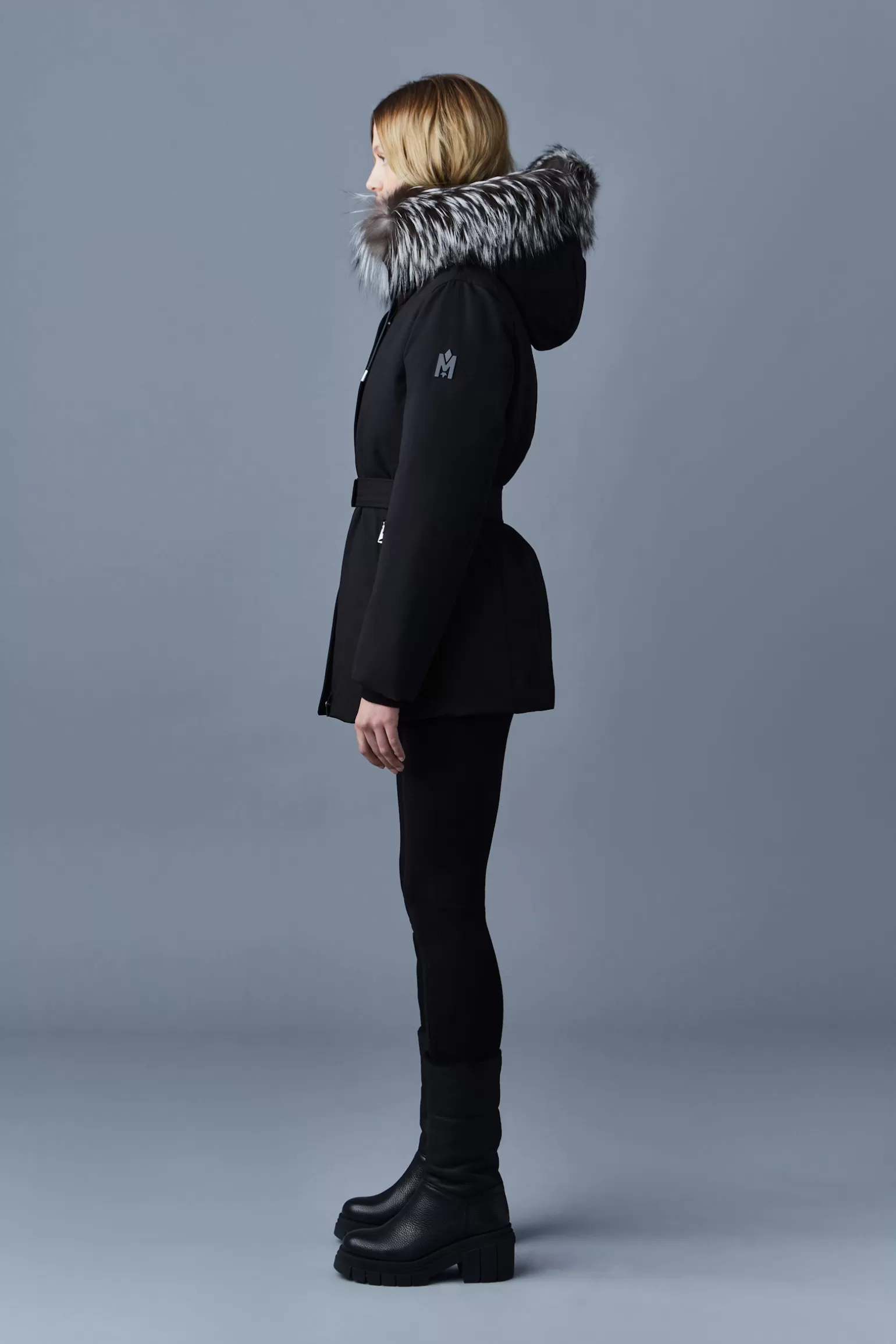 Mackage JENI 2-in-1 down parka with removable bib and silver fox fur Black Sale