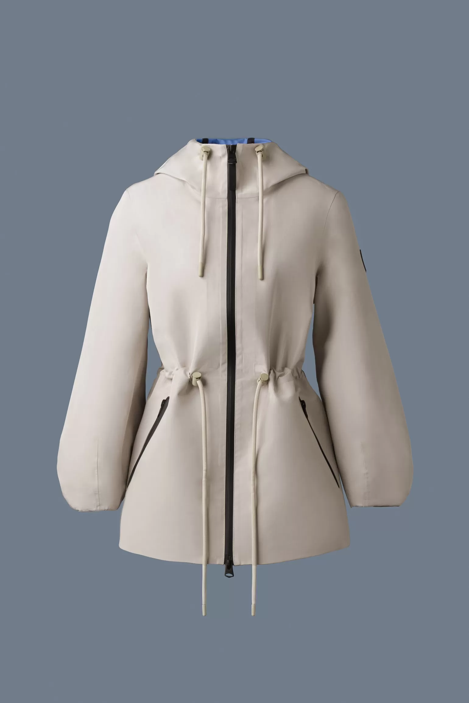 Mackage KALEA Technical Rain Jacket with Drawcord Waist Trench-CelestialBlue Shop