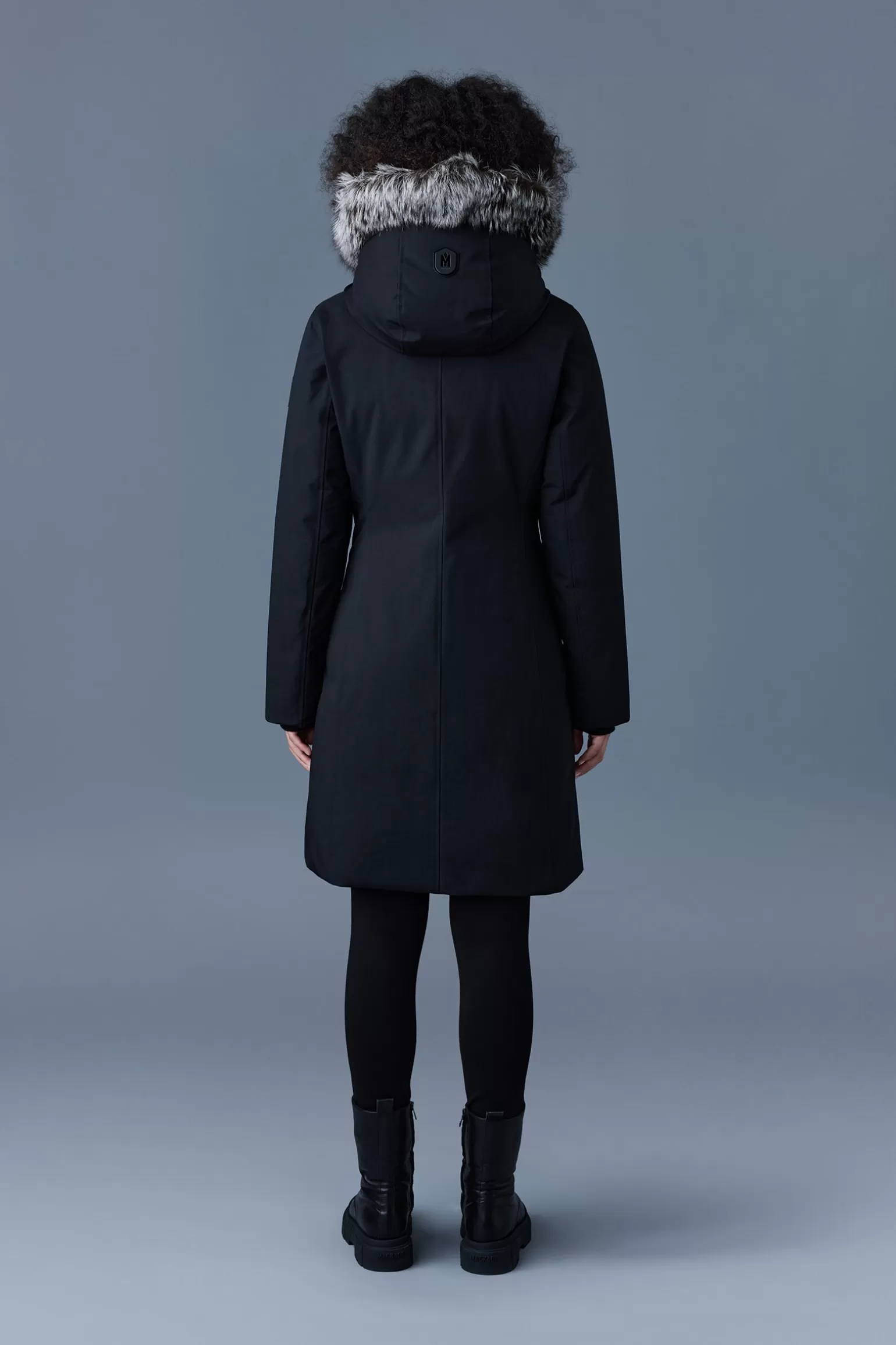 Mackage SHILOH 2-in-1 fitted down coat with removable bib and silver fox fur Black Shop