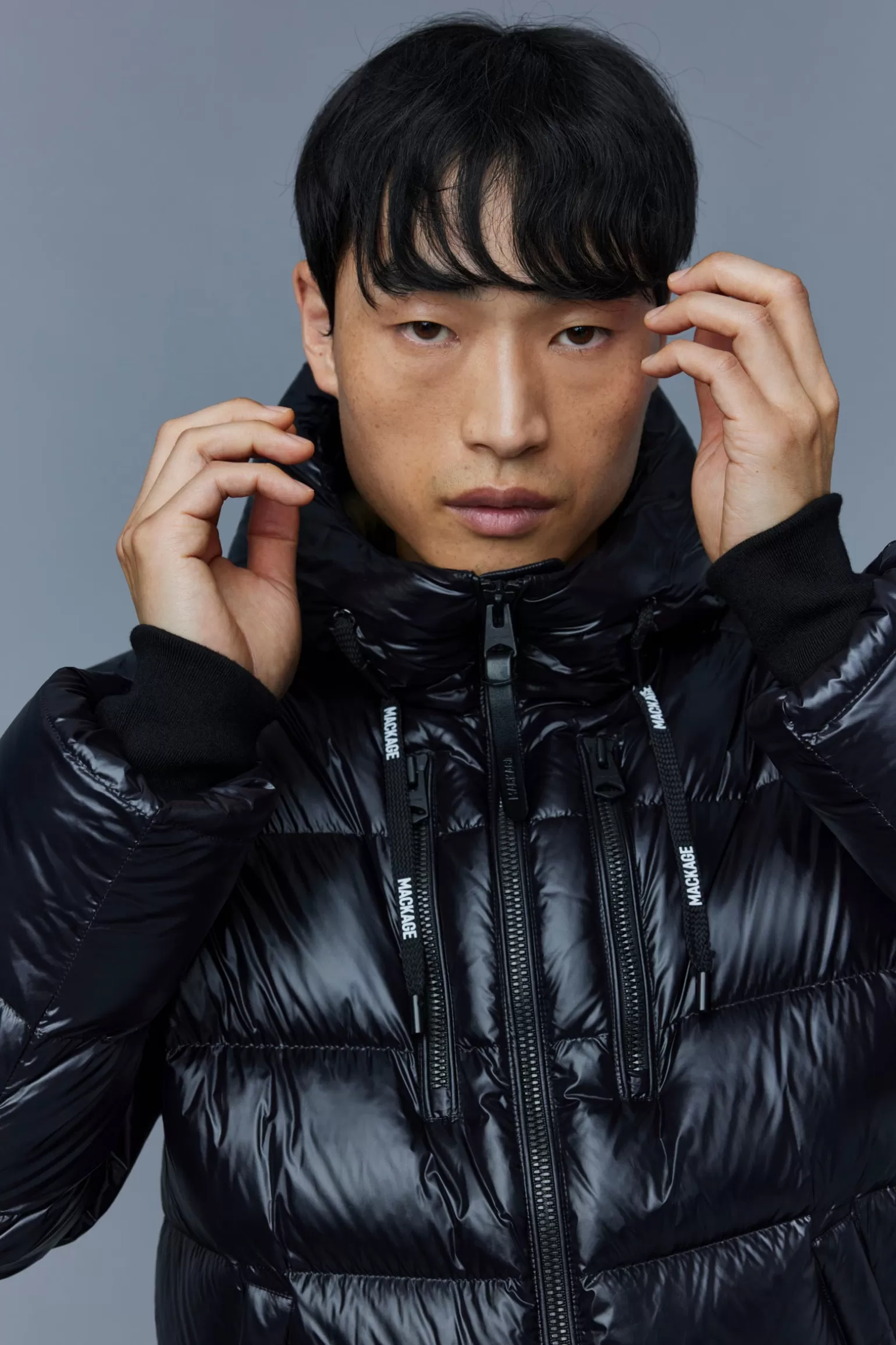 Mackage VICTOR lustrous light down jacket with hood for men Black Hot